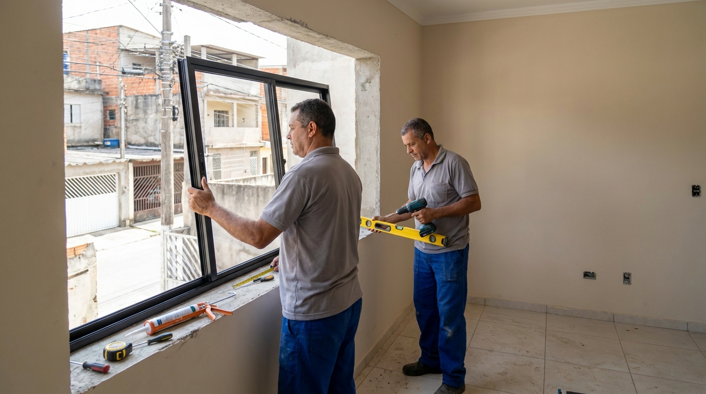 Esquadria de alumínio com vista para rua em Brasília-DF